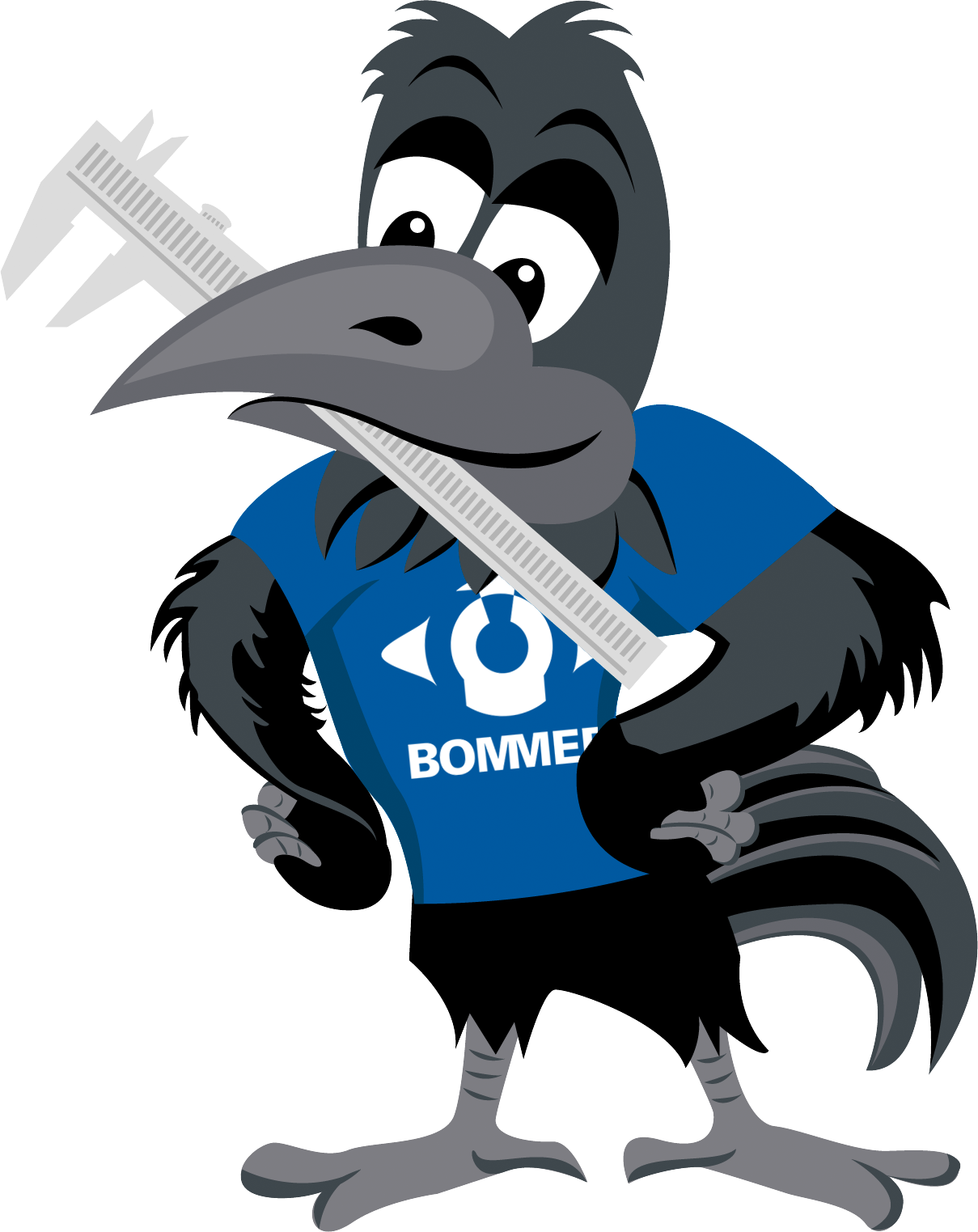 Bommer mascot Bill the Bird with a wrench