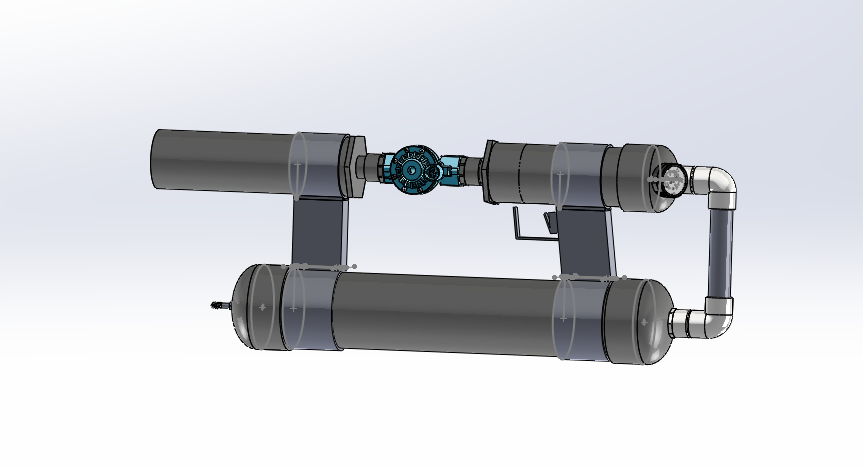A CAD model of an air pressure cannon made out of PVC pipe and a sprinkler valveA CAD model of an air pressure cannon made out of PVC pipe and a sprinkler valve