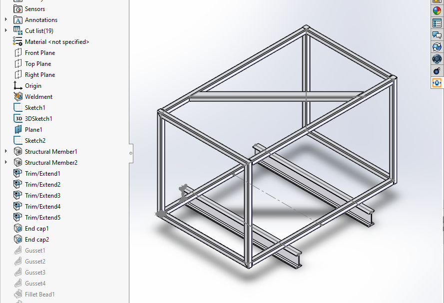 Screenshot of Solidworks weldments